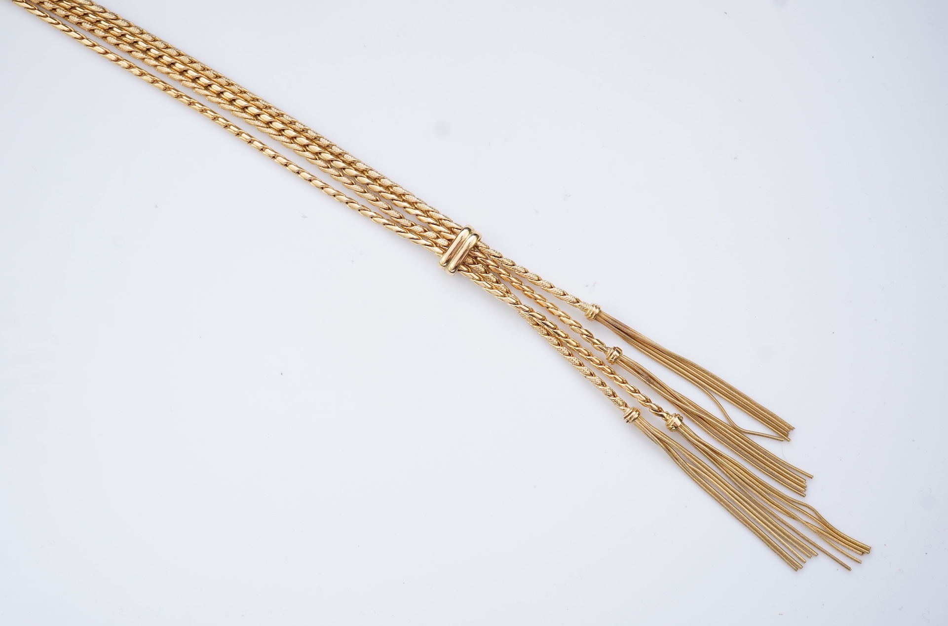 A gold necklace